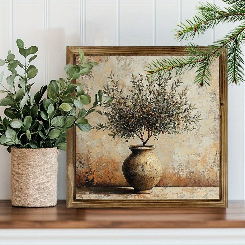 8x8 Rustic Olive Tree Wood Sign Vintage Farmhouse Wall Art For Home/Office No Batteries Needed Perfect Gift ,for Art Lovers Christmas/Easter/Birthdays_voghion.com