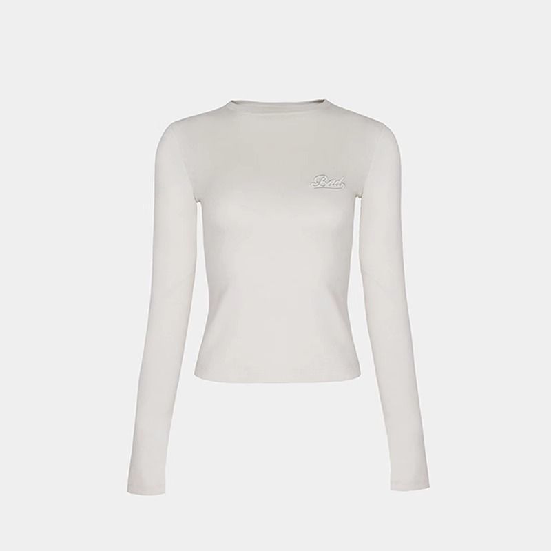 Retro Off-Shoulder T-Shirt Women's Long Sleeve Slim Fit Cropped Top American Vintage Style Basic_voghion.com