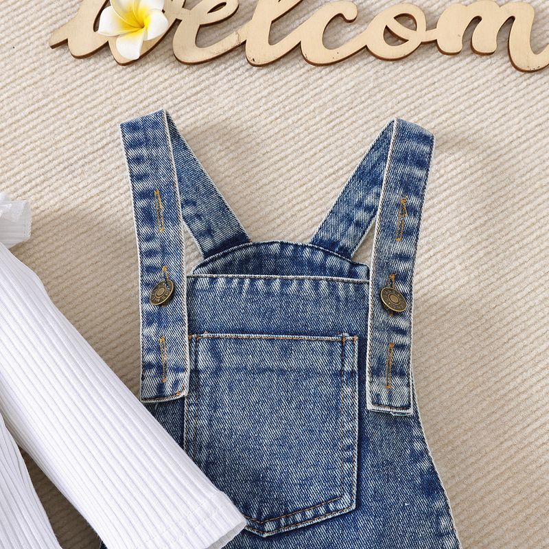 Nouveaux vêtements pour enfants pour filles au printemps et en automne, combinaison bébé à manches longues, salopette en jean, jupe, ensemble deux pièces_voghion.com