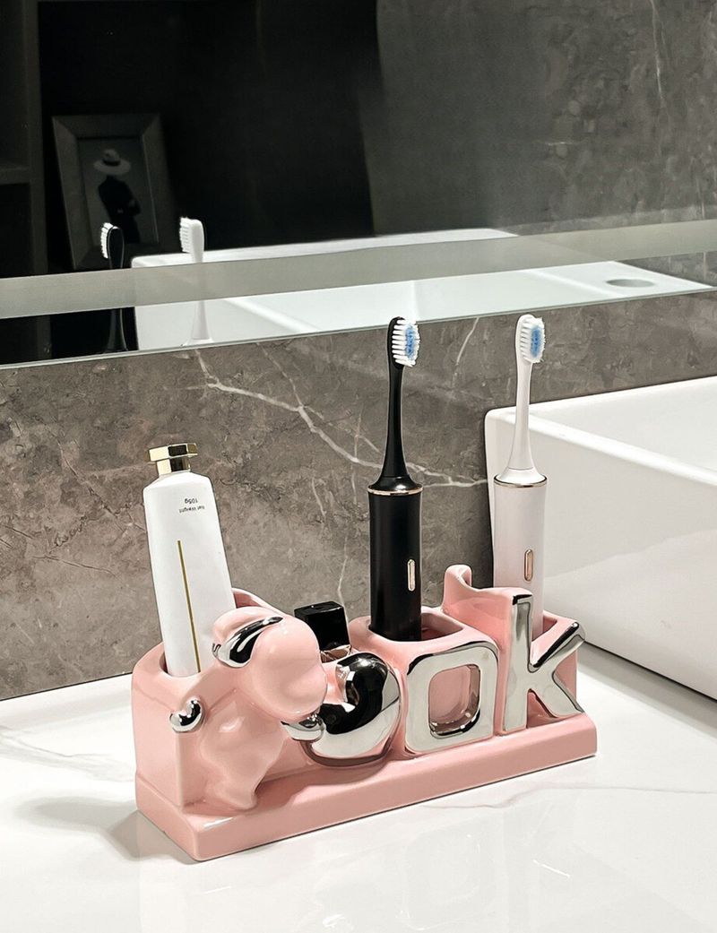 Nordic Kein Bohren Elektrische Zahnbürste Mundwasser Halter Kaninchen Zahn Tasse Rack Lagerung Badezimmer_voghion.com