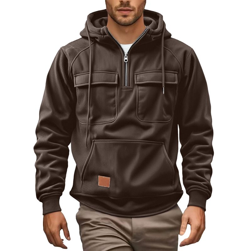 Giacca casual da uomo 2025 con cappuccio e cerniera per autunno e inverno_voghion.com