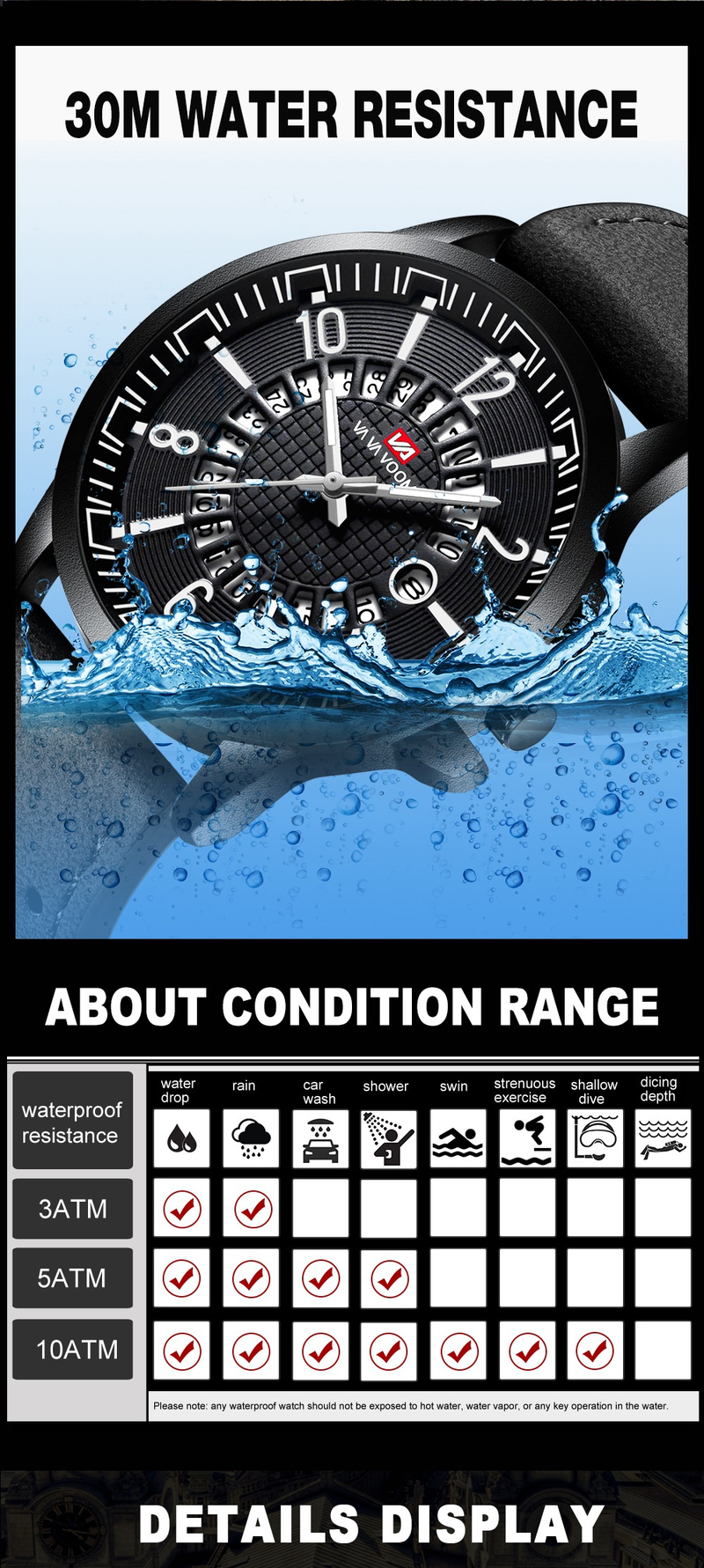VA VA VOOM Brown Creative Calendar Sports Watch JOOM Men's Breathable Small Hole Belt Watch_voghion.com