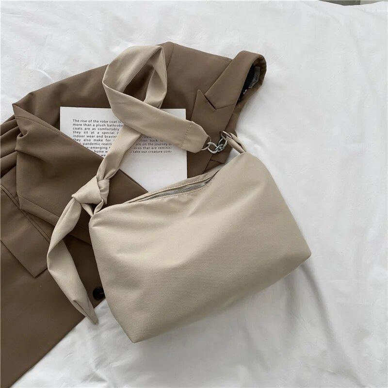 GOLDLON Zwarte crossbodytassen voor vrouwen 2022 Designer handtas Nylon shopper Meisjes ketting Verwijderbare verstelbare riem Messenger schoudertas_voghion.com