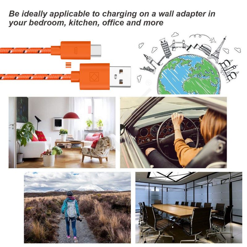 OLAF Nylon Braided Type 1M 2M 3M Data Sync Fast Charging USB C Cable For Samsung S9 S10 Xiaomi Mi9 Mi8 Huawei Type-C_voghion.com