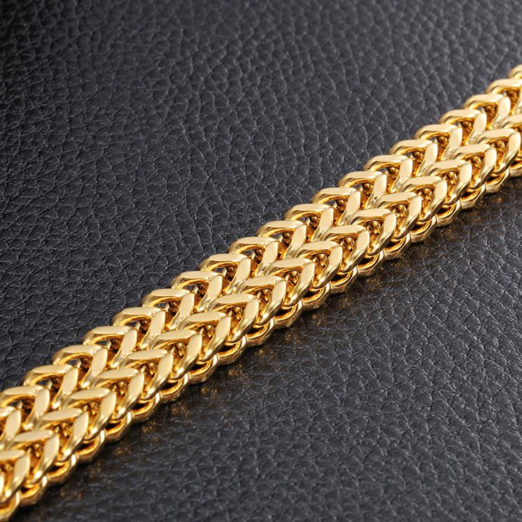 Men's Stainless Steel Geometric Fish Scale Bracelet - Durable Titanium Steel Chain Link Wristband For Trendy Casual Style_voghion.com