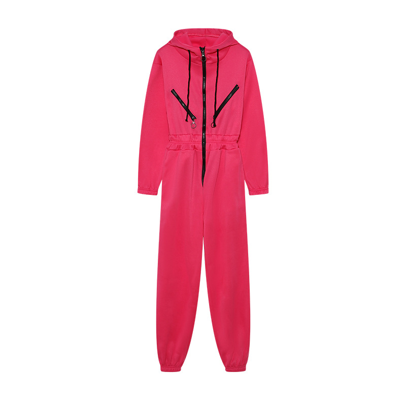 Saldi transfrontalieri 2022 Tuta sportiva casual da donna con cappuccio decorato con cerniera_voghion.com