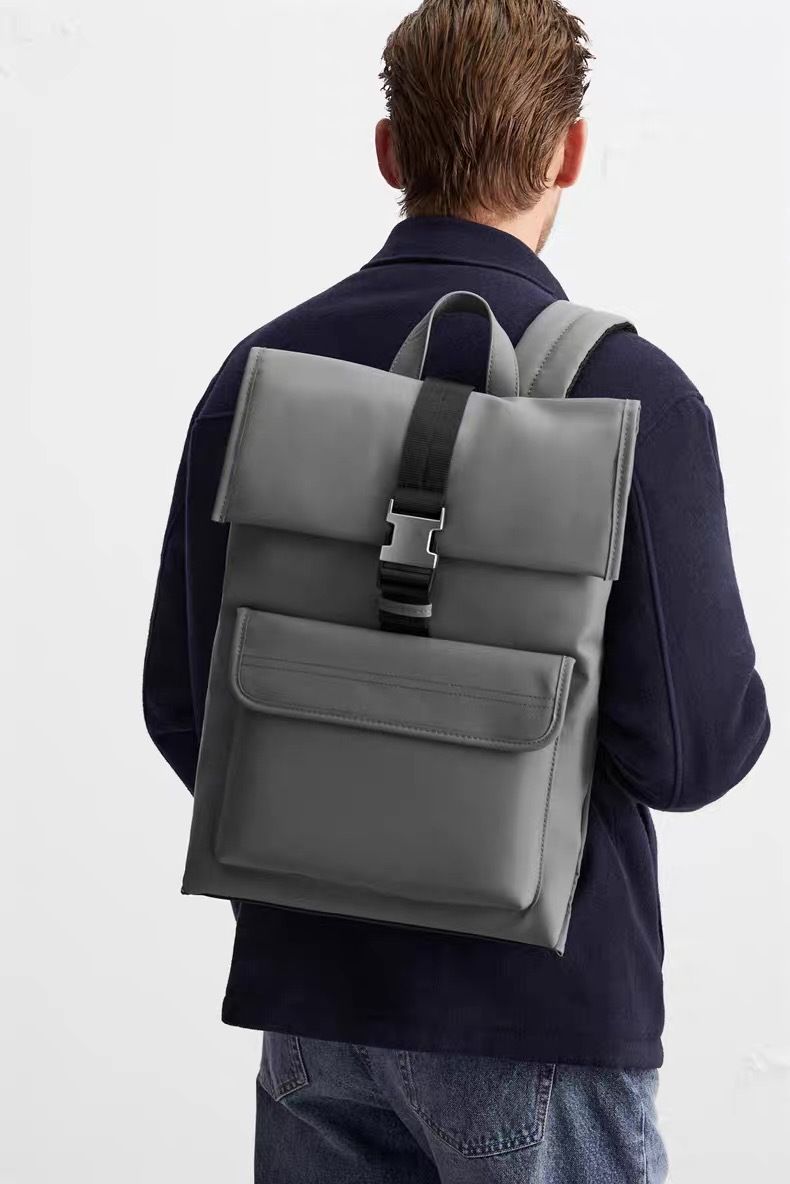 2025 New Men's Patchwork Fashion Multi-Functional Large Capacity Black Laptop Backpack Waterproof Backpack_voghion.com