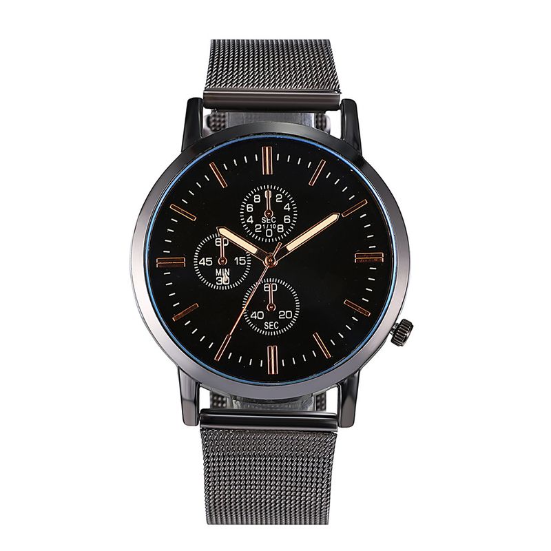 Online popular three-eye six-pin mesh strap women's watch new blue light glass quartz watch for male and female students wholesale_voghion.com