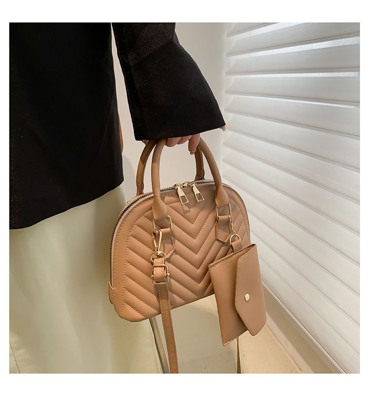 Borse da donna, borse popolari primaverili, borse da donna alla moda e versatili, borse a conchiglia a righe in due pezzi, borsa a tracolla singola piccola per temperamento femminile_voghion.com