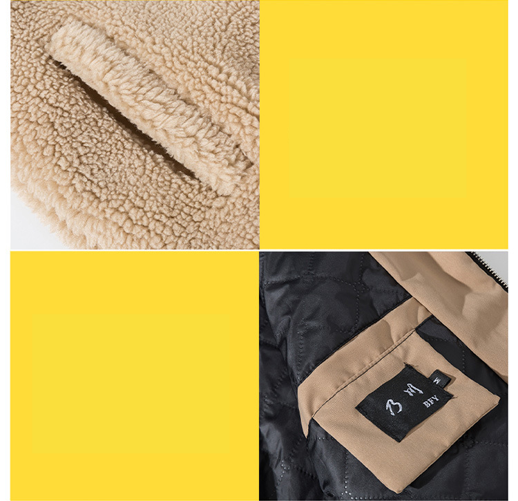 Jachetă cu glugă din lână de miel din compozit lână de miel pentru bărbați și femei, toamnă și iarnă, nouă plus haină din bumbac îngroșat de catifea pentru bărbați_voghion.com