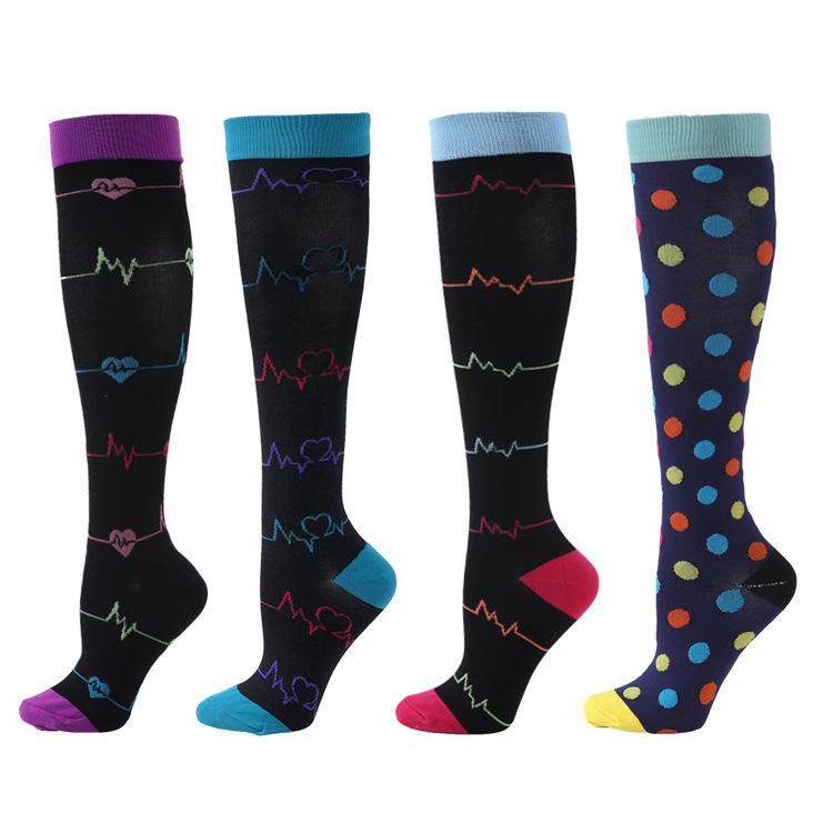 Spot casual outdoor skipping rope pressure socks adult sports socks sports color striped socks elastic socks compression socks combination_voghion.com