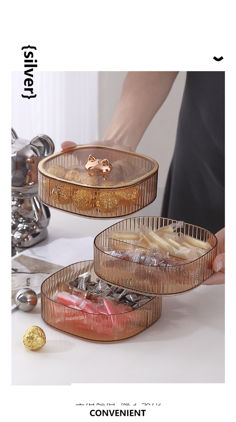 Dried Fruit Plate Light Luxury Creative Food Grade Double Layer Fruit Plate Storage Box with Lid Household Nut Snack Candy Dried Fruit Box_voghion.com