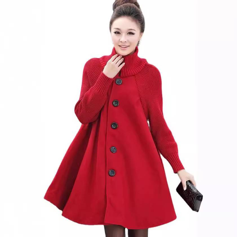 Women's Clothing large size women's mid length loose woolen coat cape woolen windbreaker jacket_voghion.com