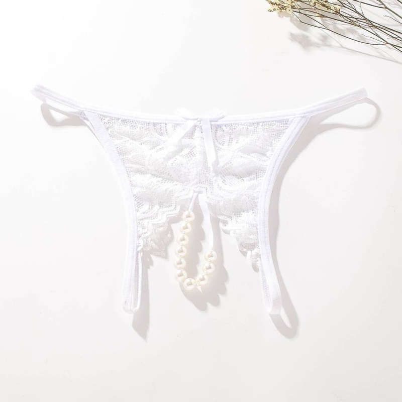 Culotte sexy de massage en perles chaudes pour femmes, culotte sexy pour femmes, entrejambe ouvert, dentelle transparente, dos en T, culotte exotique_voghion.com