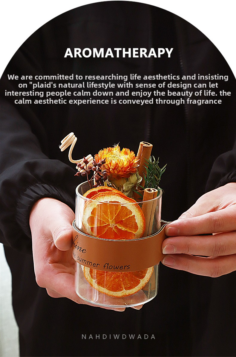 Dried Cinnamon Flower & Stick Home Fragrance Decor, Natural Aromatherapy Reed Diffuser Set Essential Oil-Free Base With Rattan Sticks_voghion.com