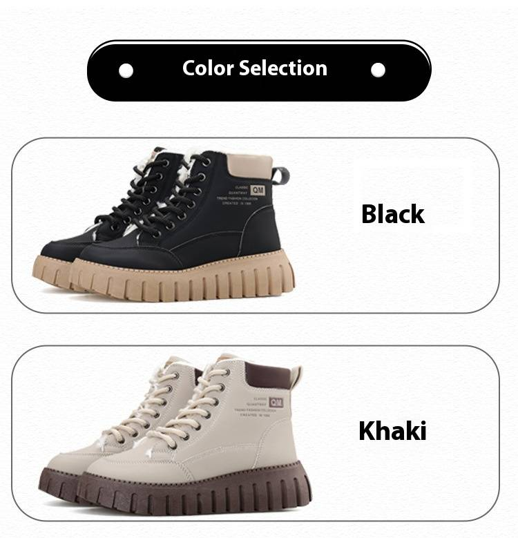 Schuhe Damen Winter Martin Stiefel High Top Student Dicke Sohle Freizeitschuhe Plus Samt Dicke Warme Damenschuhe_voghion.com