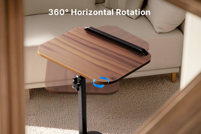 Adjustable C-Shaped Side Table - 360° Swivel, Slide-Under Sofa/Bed, Storage Shelf, Sturdy Metal & Wood, For Living Room, Bedroom, Bathroom_voghion.com