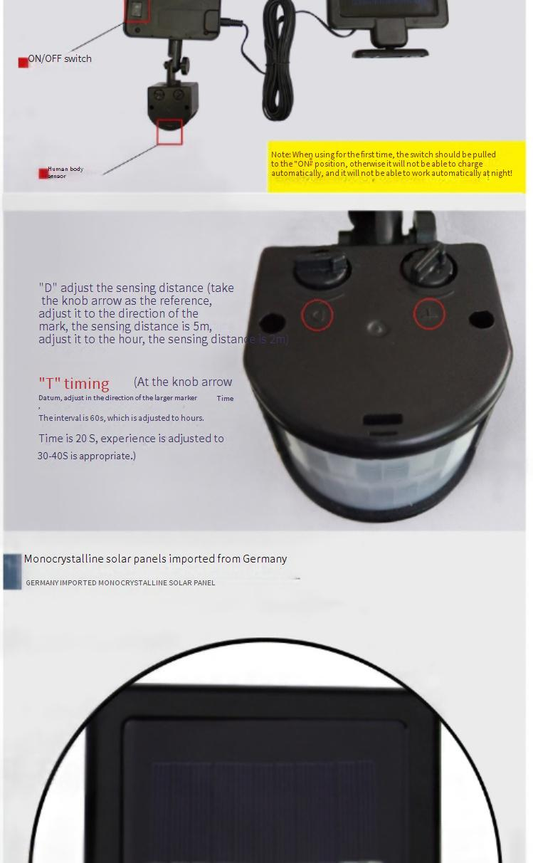 Lámpara solar con sensor de movimiento, doble cabezal, 22 LED, impermeable, para exteriores, iluminación de paisajes, para jardín, caminos y garajes._voghion.com