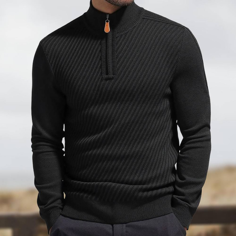 Pull col roulé zippé pour homme - Pull slim en tricot texturé (4 couleurs, M-XXL) Tendances mode_voghion.com