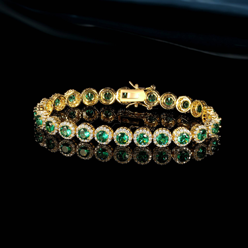 Pulseira de tênis elegante feminina com pedras de zircônia e fecho em formato de 8, 8 mm de largura, tom dourado, tamanhos ajustáveis de 6,5 a 8,5 polegadas_voghion.com