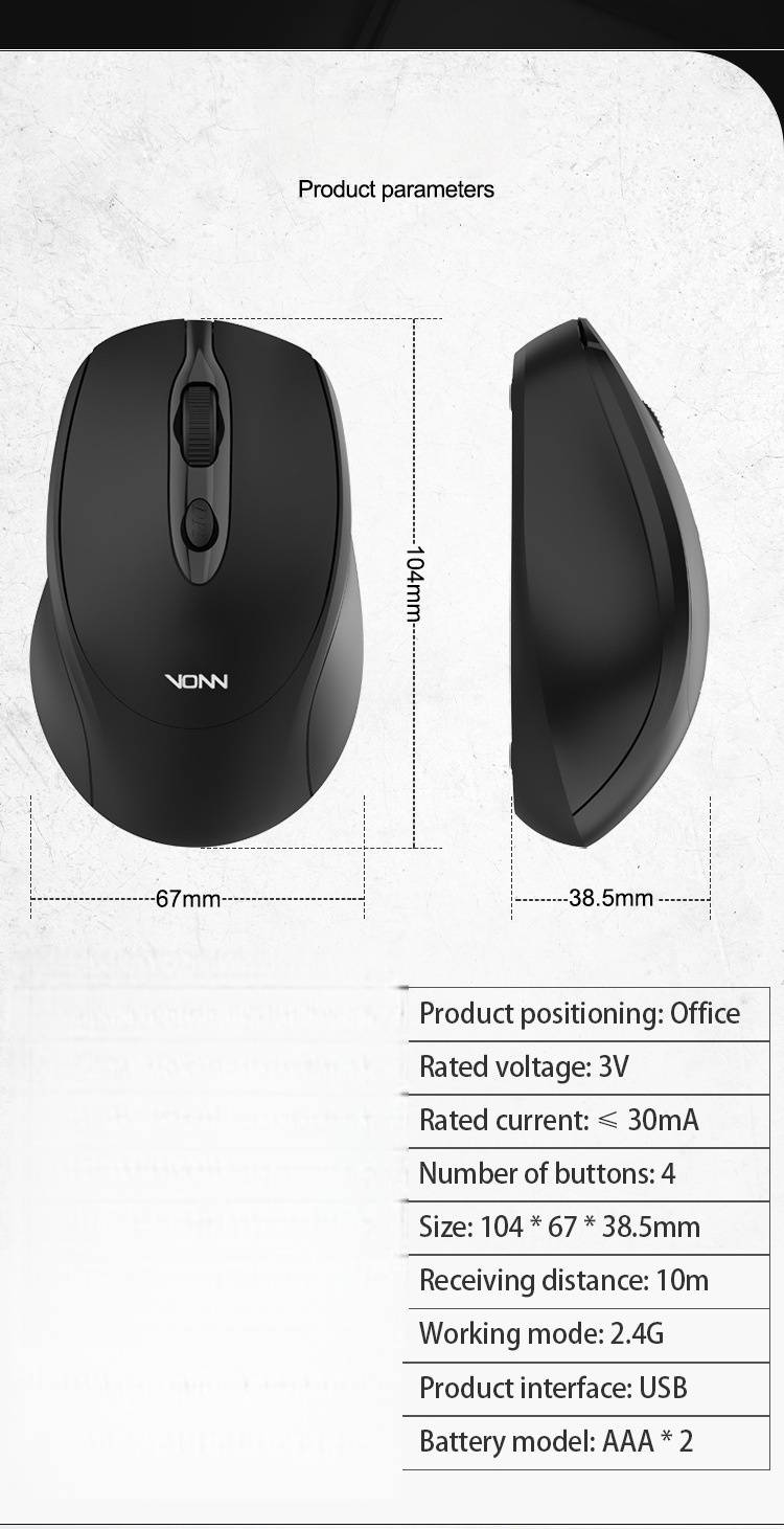 Wireless Rechargeable Mouse For Laptop, 2.4G Bluetooth Silent Gaming & Office Mouse, Ergonomic Design, 1200DPI, Compatible With PC/Tablet_voghion.com