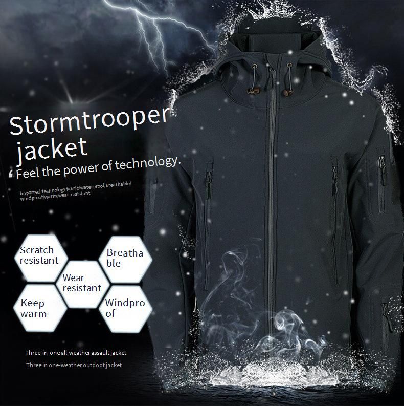Chaqueta táctica softshell para hombre: abrigo de exterior de inspiración militar, resistente al viento y al agua, con forro polar (tallas S-XXXL, verde militar, negro y gris)_voghion.com