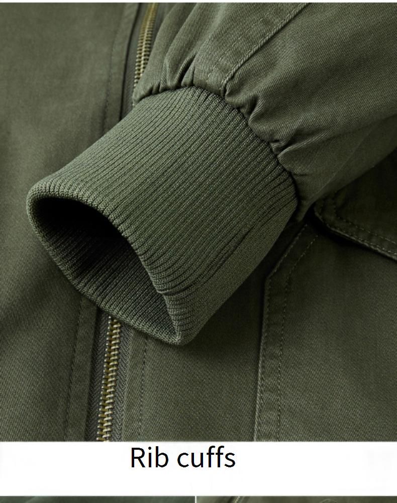 Men’s Lightweight Workwear Jacket – Breathable Cotton Shell With Utility Pockets (M-4XL, Black/Army Green/Khaki)_voghion.com