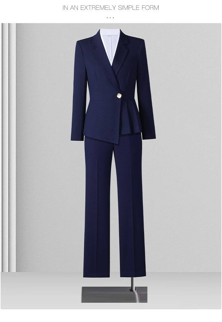 Elegant Autumn/Winter Business Suit Set – Slim-Fit TR Blazer With Pants(Professional Office Wear, Navy/Black, S-4XL)_voghion.com