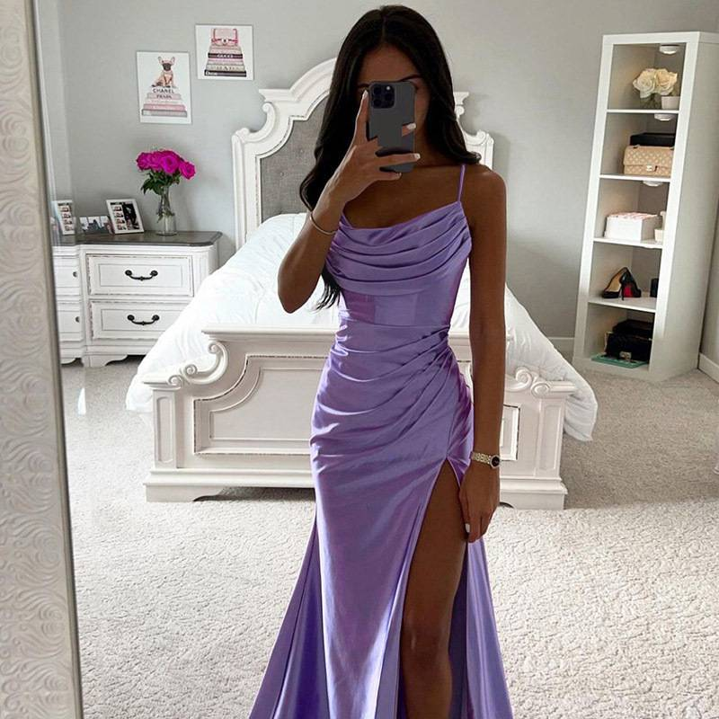 Women's Clothing Elegant Satin Wrap Dress With Corset Bustier & High Slit - Bodycon Midi Dress For Women, Stretch Polyester Formal Gown (S-3XL)_voghion.com