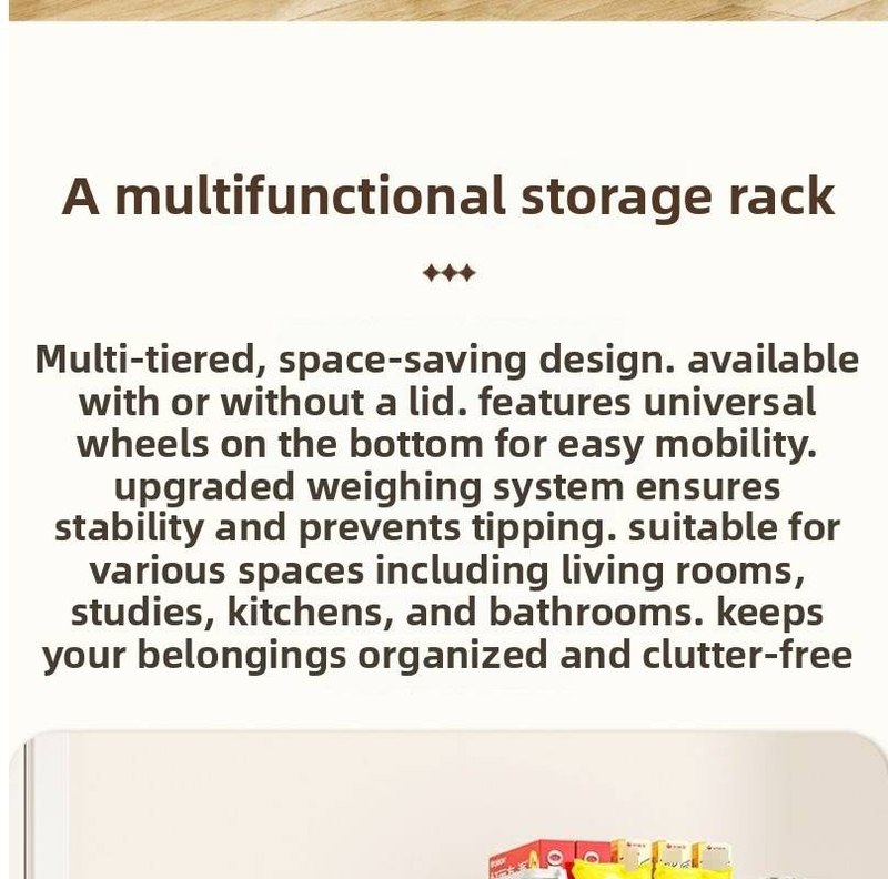 Carrello portaoggetti per snack domestici, organizer da pavimento multistrato per soggiorno, cucina mobile per frutta e verdura_voghion.com