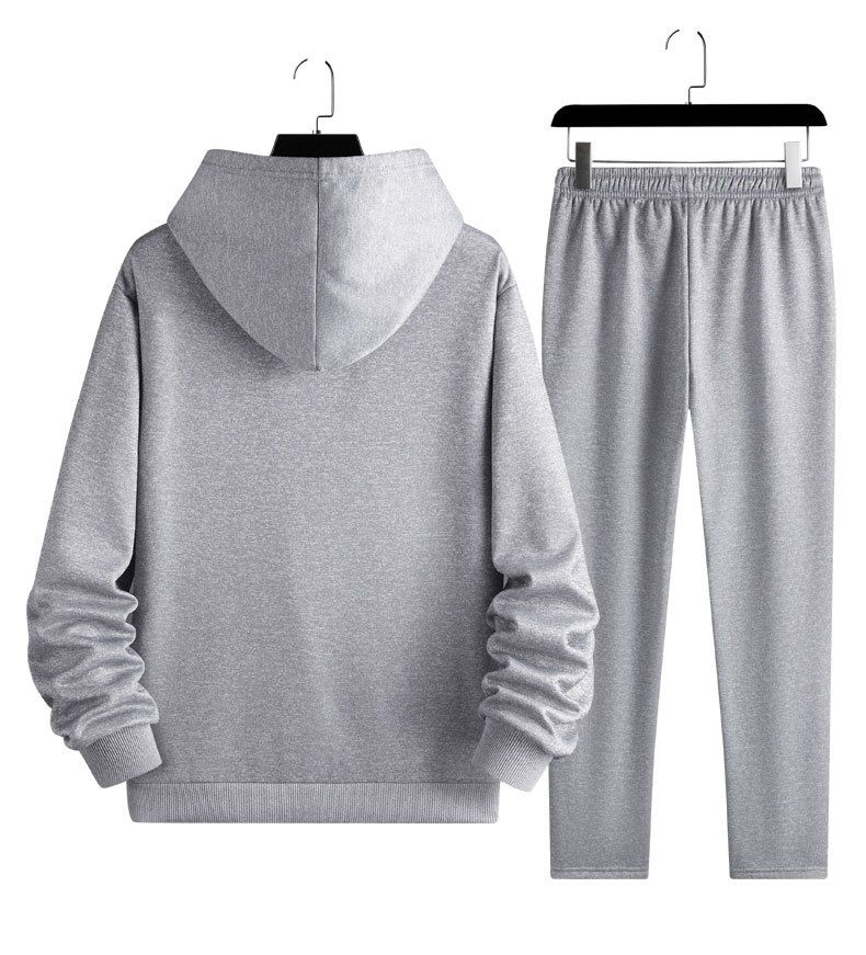 Men's Clothing Men's sports suit spring and autumn cardigan hooded two piece running loose large size casual sweatshirt_voghion.com