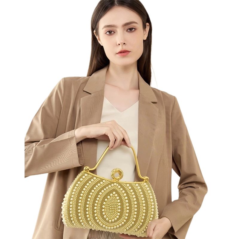 2025 Nuova borsa da sera alla moda con diamanti intarsiati di perle, piccola borsa a tracolla per feste_voghion.com
