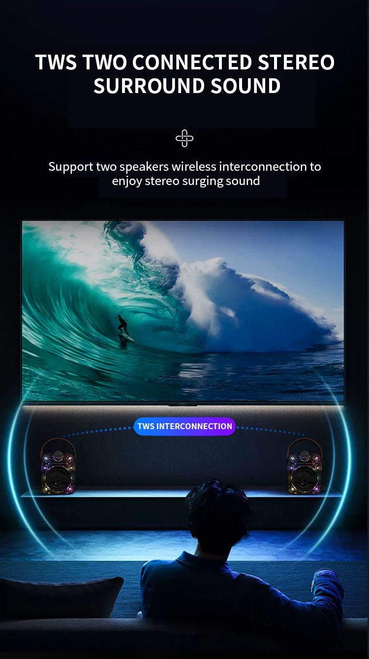 Wireless Bluetooth Speaker With Shocking Sound Quality Dazzg Light Effect Multiple Playback Modes Mini TWS Computer_voghion.com