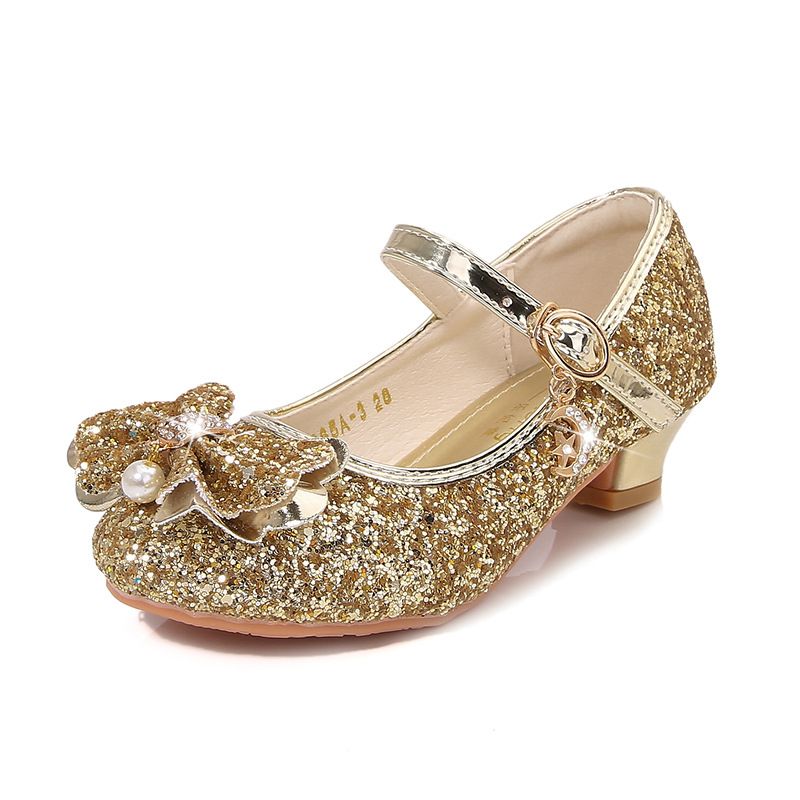 2026 Heels Frühling Neue Hohe Kinder Prinzessin Vielseitig Weiche Sohle Silber Kristall Kleine Mädchen Leistung Leder Schuh_voghion.com