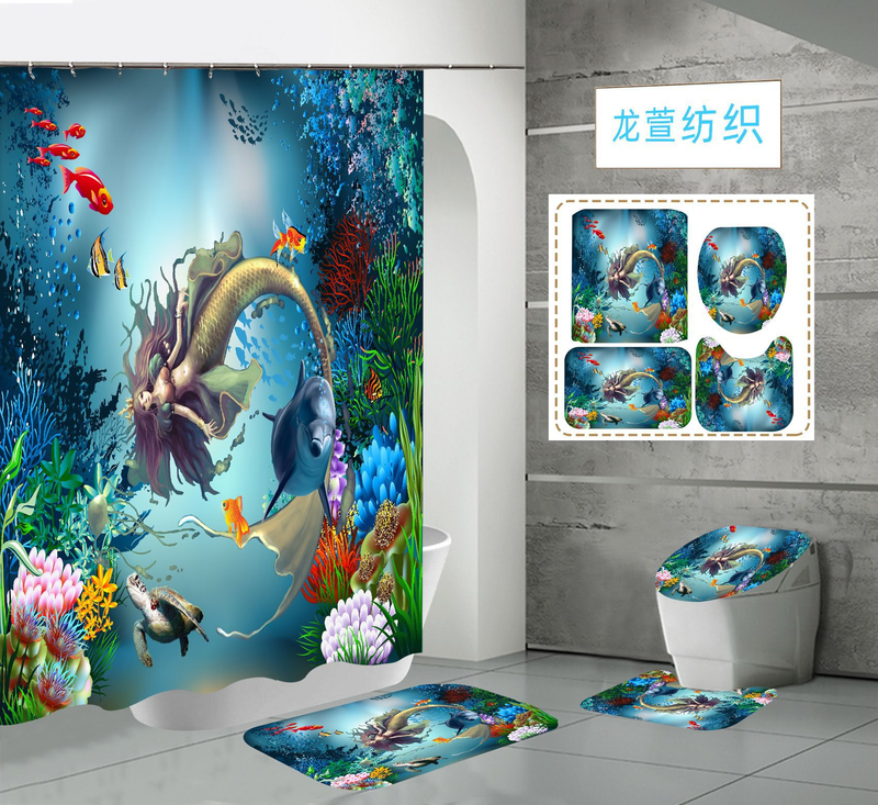 Venda imperdível 3D impressão digital de alta definição à prova d' água poliéster marinho golfinho high-end cortina de chuveiro do banheiro_voghion.com