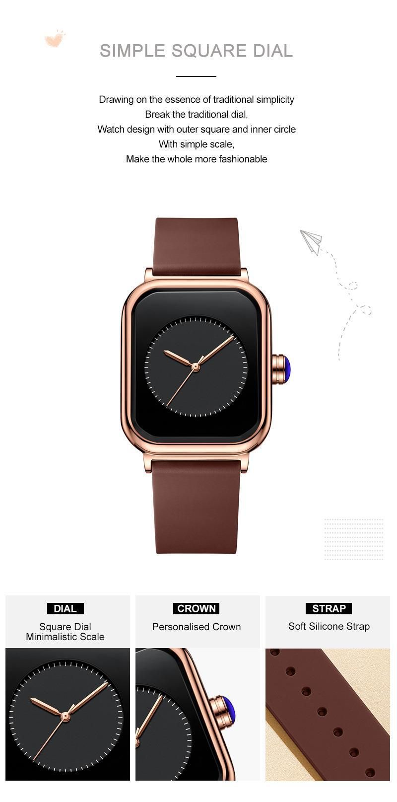 Women's Fashion Square Quartz Watch With Silicone Strap - Waterproof Minimalist Design For Everyday Wear Simple And Fashionable Square Quartz Watches_voghion.com