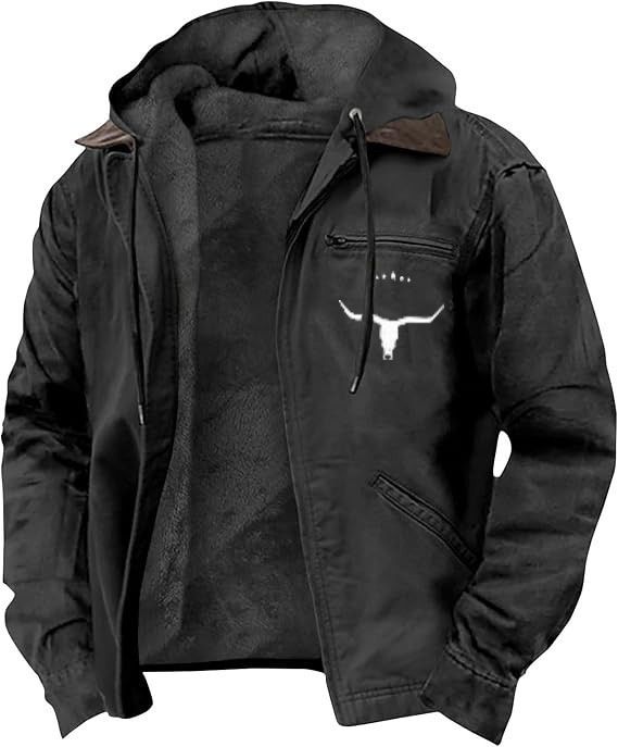 CT Hooded Casual Men's Clothing Autumn Winter Fleece Lined Zipper Pocket Jacket_voghion.com