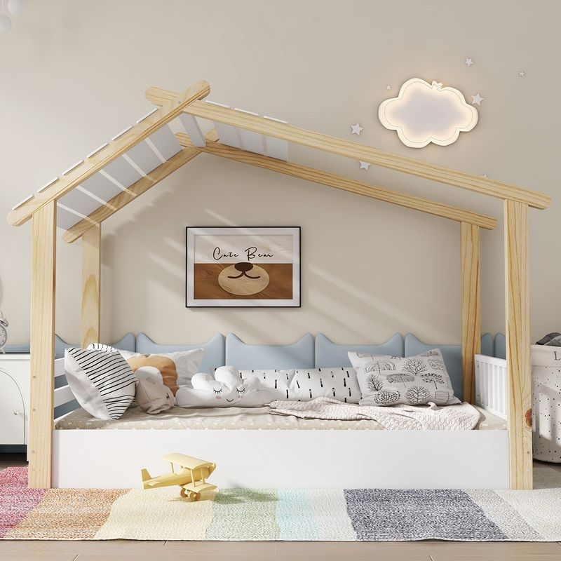 Holzbett 90x190cm In Hausdesign, Schlichtes Design, Bianco+Natur_voghion.com