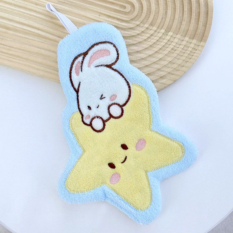 Lillian Cross-Border Source Moon Rabbit Cheese Toast Hanging Hand Small Towel Bathroom Kitchen Cartoon Cloth Gift_voghion.com