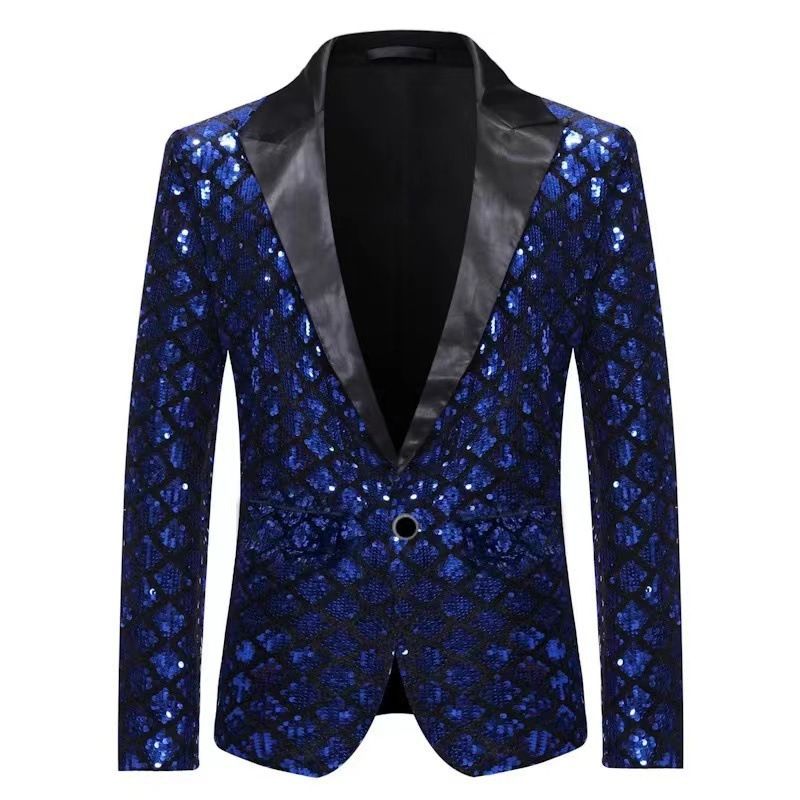 CT New European Size Men's Peak Lapel Suit For Stage Banquet Host Party Diamond Sequin Formal Performance Costume_voghion.com