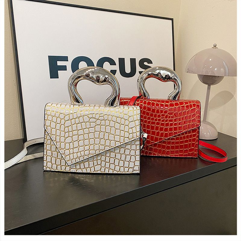 New Love Handheld-Tasche für Damen, Retro-Steinmuster, kleine quadratische Tasche, trendige und vielseitige Textur,_voghion.com