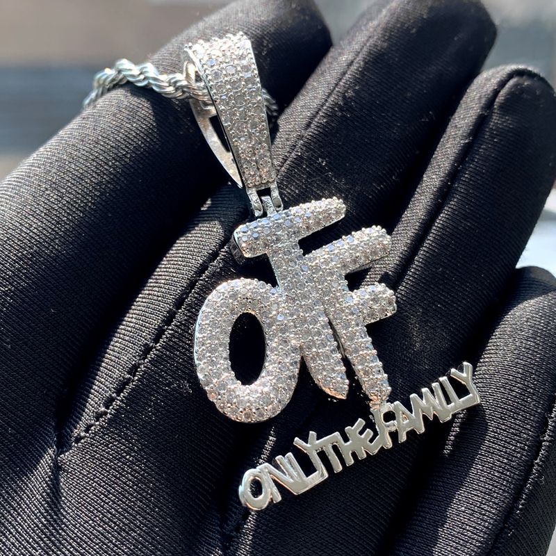 Men's Jewelry Hip Hop Letter Pendant OTF CZ Stone Gold Silver Chain Necklace Trendy Urban Streetwear Accessory Jewelry_voghion.com