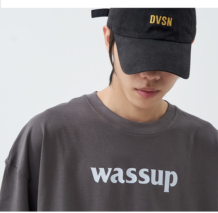 WASSUP HEODS Hip-Hop-Sommer-T-Shirt aus reiner Baumwolle, 280 g schwer, kurzärmelig für Herren_voghion.com
