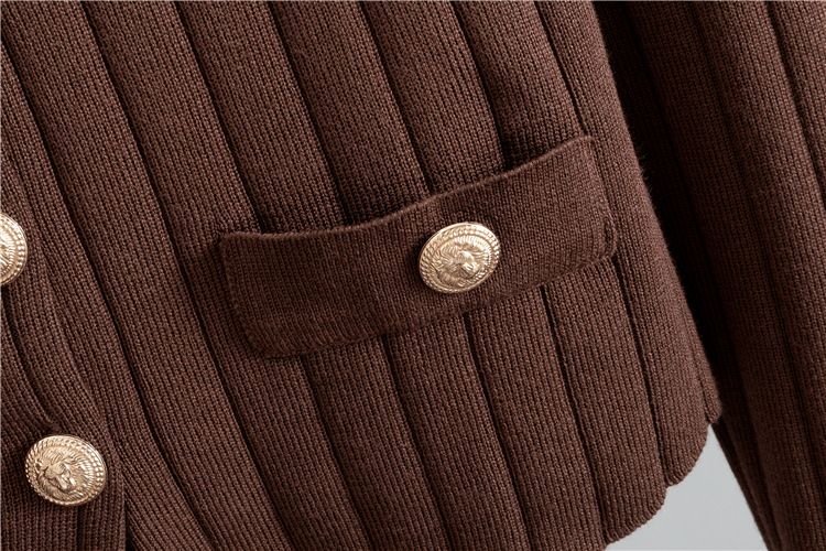 Ženska oblačila, oprijet kroj, krilo, pulover, tridelni komplet za ženske, pomlad in jesen, nov telovnik, pleteni kardigan, komplet_voghion.com