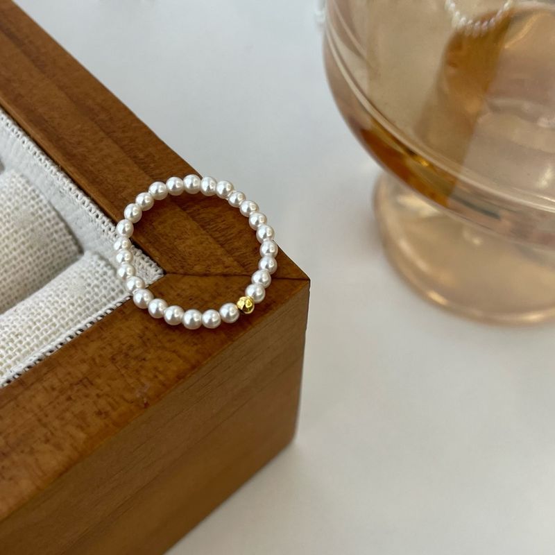 S Pure Silver Shijia Pearl Elastic Live Room Welfare Simple And Gentle Stacked High Grade Sensory Ring_voghion.com