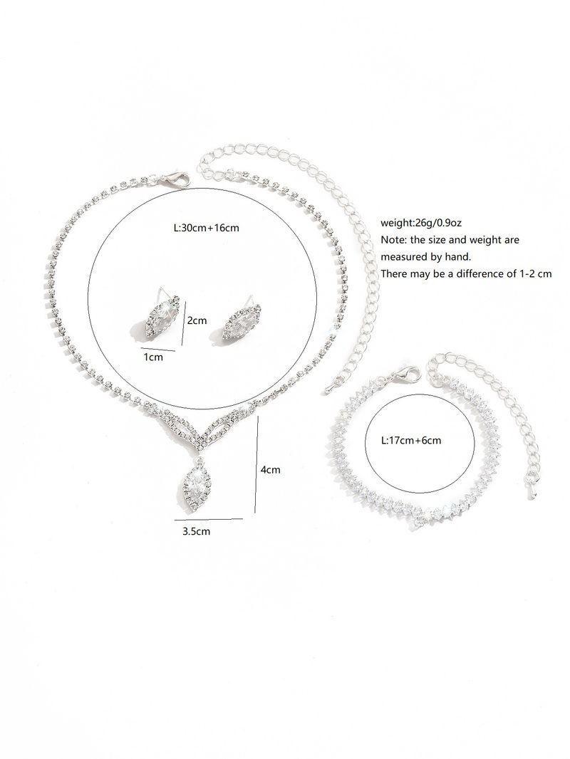 Set di gioielli da donna, alla moda, semplice e versatile, squisito set di artigli con zirconi, collana, orecchini e bracciale, accessori per abito da sposa._voghion.com