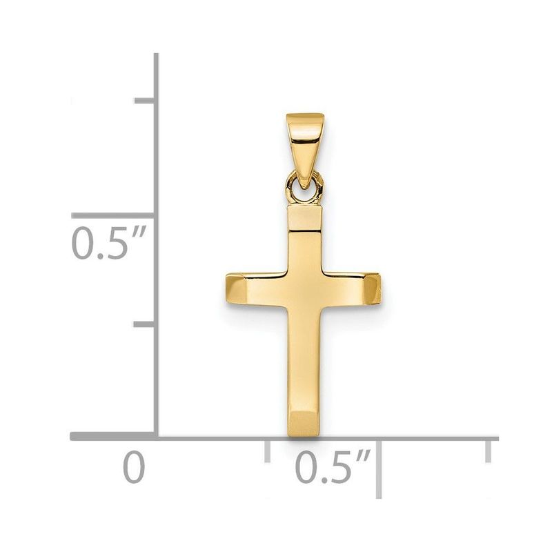 14K Polished Tapered Ends Hollow Cross Pendant_voghion.com