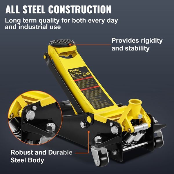 VEVOR Low Profile Floor Jack 2.5 Ton Heavy Duty Steel Dual Piston Rapid Pump_voghion.com