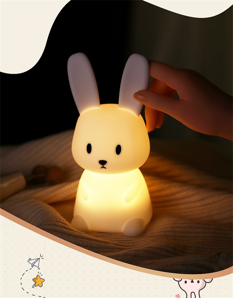 LED Night Light cute Rabbit Animal Cartoon Silicone Lamp Dimmable USB Rechargeable For Children kids bedroom gift Sleeping light_voghion.com