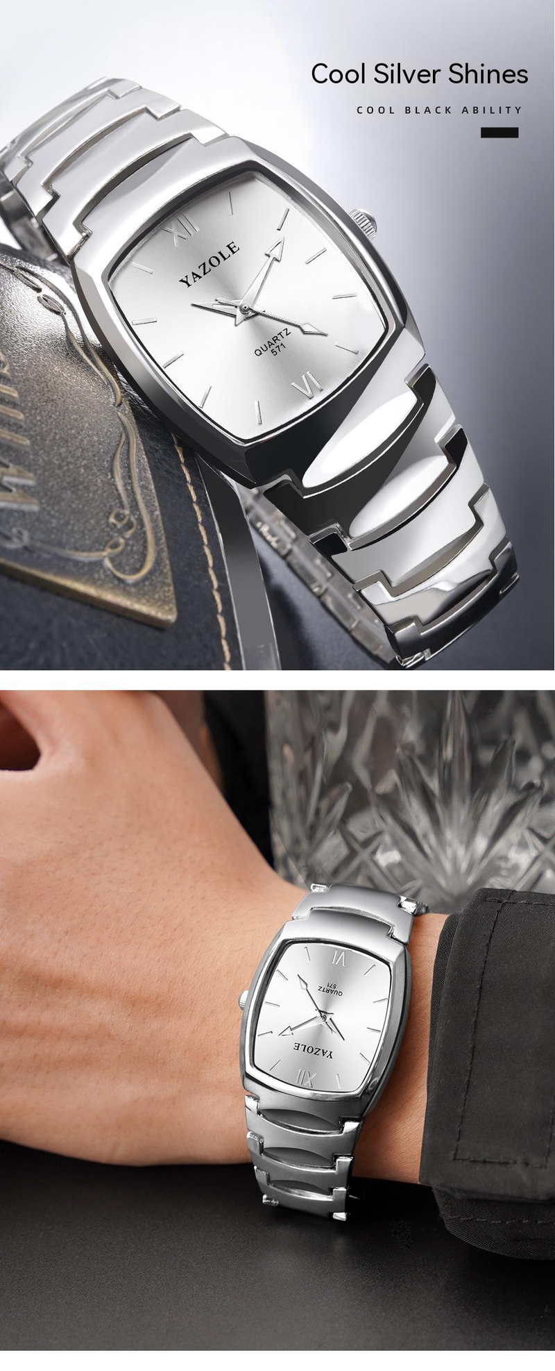 Yazole 571 Tungsten Steel Pánské hodinky Módní záře Voděodolné Studentské Párové Quartz Pánské a Dámské hodinky_voghion.com